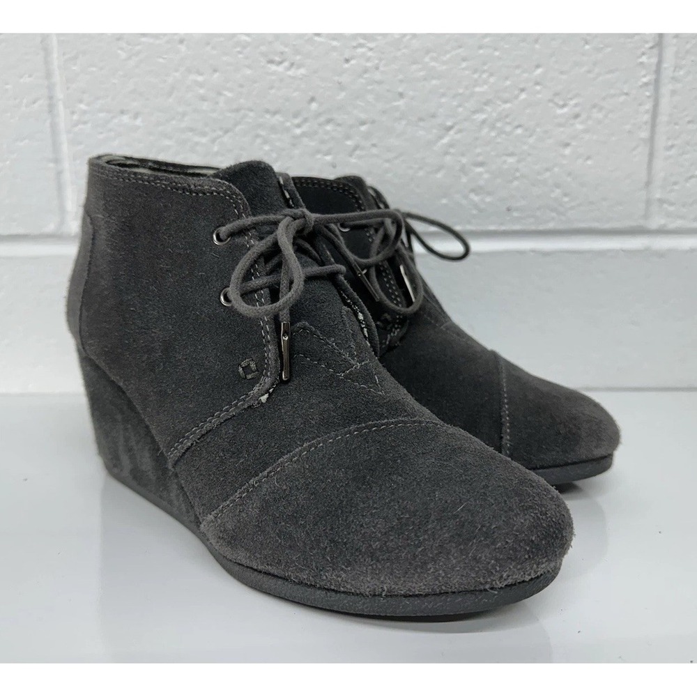 TOMS Desert Wedge Bootie Castlerock Grey Suede / Women's 9